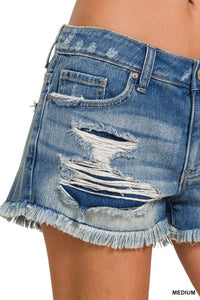 River Washed Frayed Jean Shorts * on sale