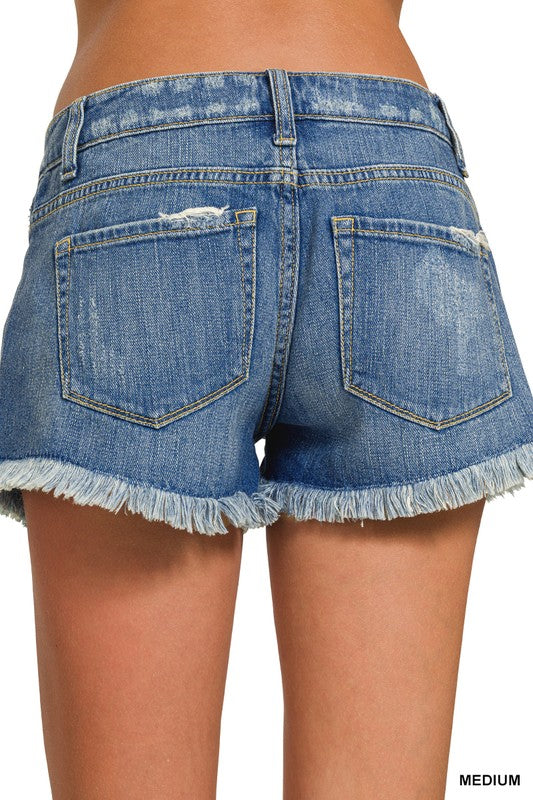River Washed Frayed Jean Shorts * on sale