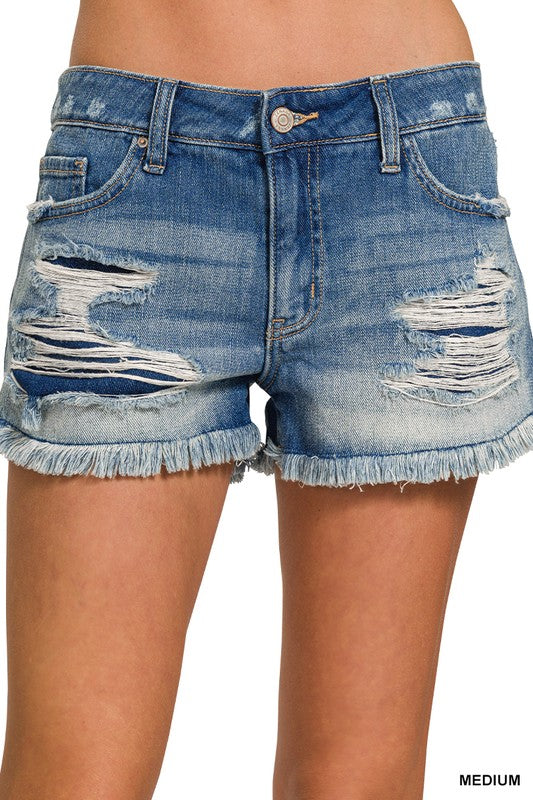 River Washed Frayed Jean Shorts * on sale