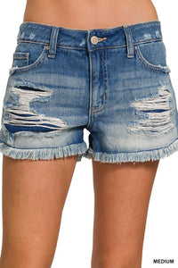 River Washed Frayed Jean Shorts * on sale
