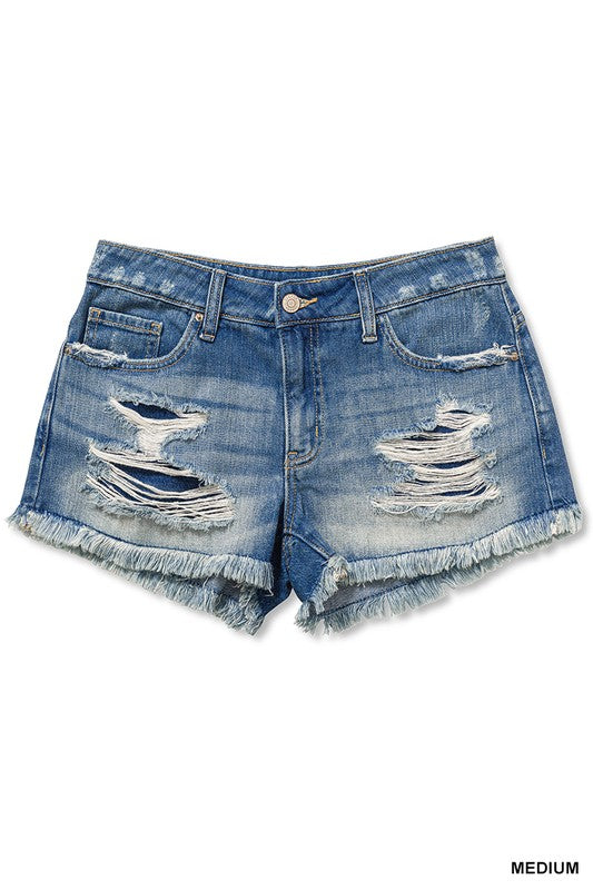 River Washed Frayed Jean Shorts * on sale