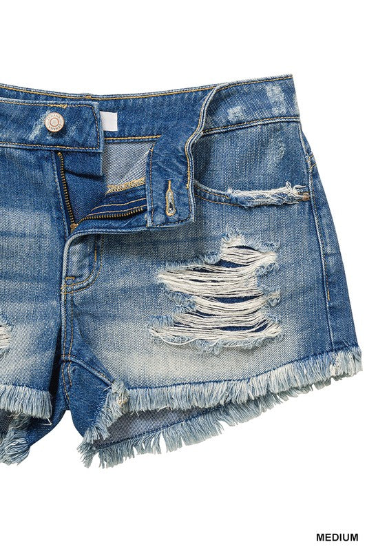 River Washed Frayed Jean Shorts * on sale