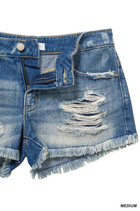 River Washed Frayed Jean Shorts * on sale