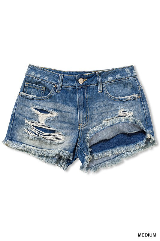 River Washed Frayed Jean Shorts * on sale