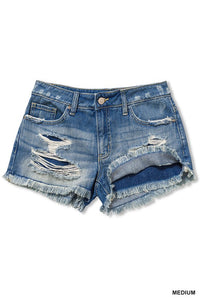 River Washed Frayed Jean Shorts * on sale
