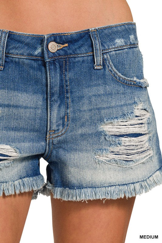 River Washed Frayed Jean Shorts * on sale