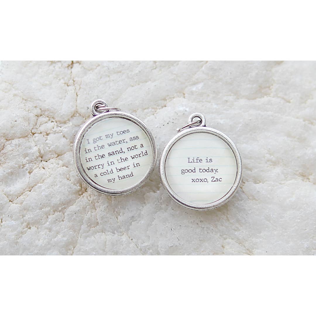 Toes in the Water Lyric Double Sided Round necklace