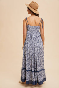 FLORAL CONTRAST MAXI DRESS: MIDNIGHT
