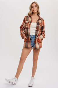 FLANNEL PLAID SHACKET / JACKET WITH POCKETS : AUTUMN PLAID