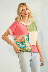 Color Block Patchwork Blouse * on sale