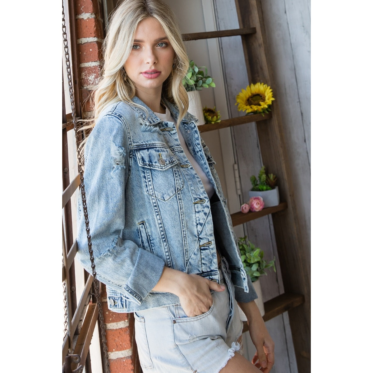 Vintage Washed Denim Jacket * on sale