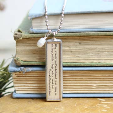 Through the looking glass stamped necklace *
