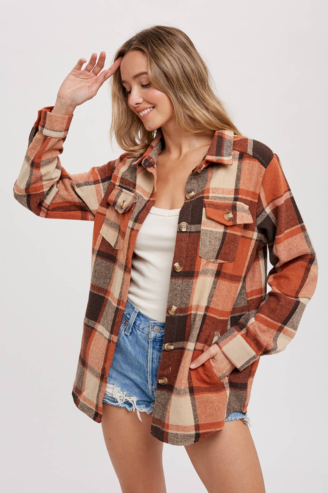 FLANNEL PLAID SHACKET / JACKET WITH POCKETS : AUTUMN PLAID