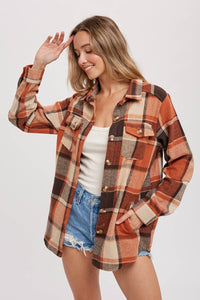 FLANNEL PLAID SHACKET / JACKET WITH POCKETS : AUTUMN PLAID