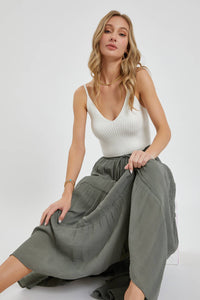 TIERED MAXI SKIRT: OLIVE