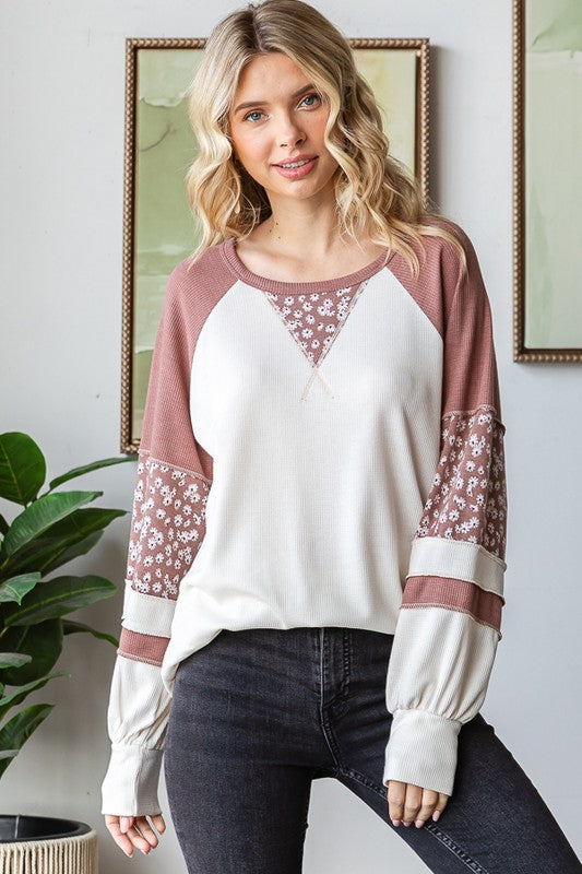 Marsala blocked long sleeve * on sale