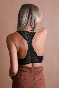 Festival lace back bralette in black