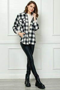 Buffalo Plaid Black and White flannel jacket with sherpa lining