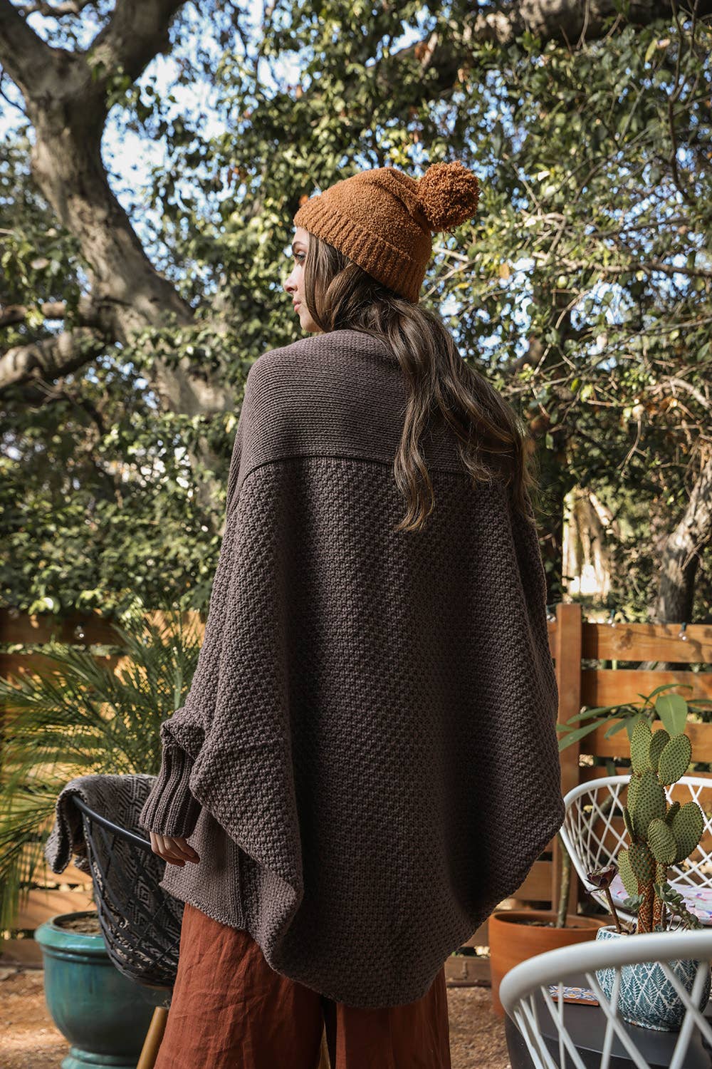 Bat Sleeve Knit Cardigan Mocha *