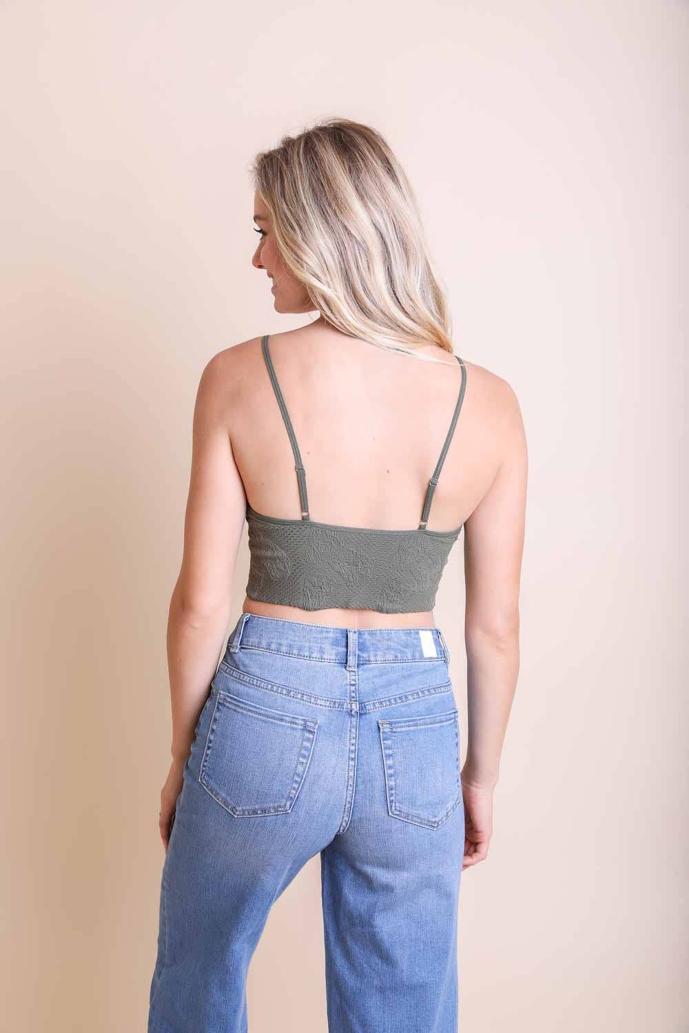 Seamless Padded V Neck Brami Bralette : Olive * on sale