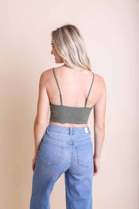 Seamless Padded V Neck Brami Bralette : Olive * on sale