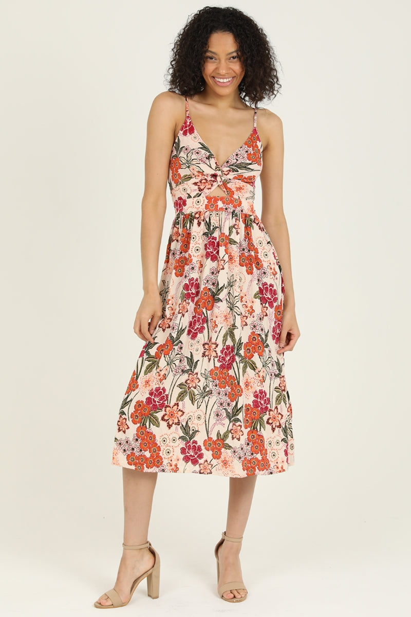 Floral midi dress boutique best sale