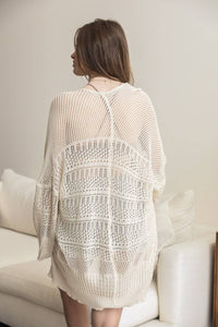 Relaxed Fit Cardigan | Fashionable Netted Knit : Cream * on sale