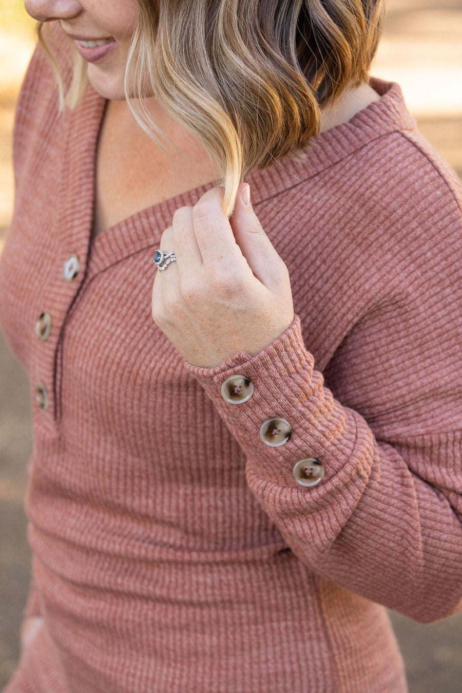 Rust Button Long Sleeve Shirt * on sale