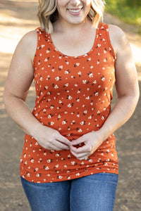 Terra Cotta Floral scoop neck tank top * on sale