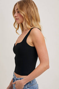 ESSENTIAL RIBBED TANK: IVORY * on sale