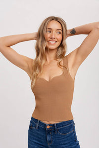 ESSENTIAL RIBBED TANK: IVORY * on sale