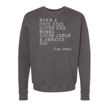 Petty Graphic Sweatshirt: Charcoal * on sale