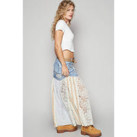 Woven floral print mixed skirt * on sale