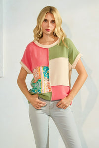 Color Block Patchwork Blouse * on sale