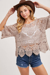 CROCHET LACE TOP: LATTE
