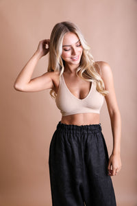 Festival lace back bralette in beige