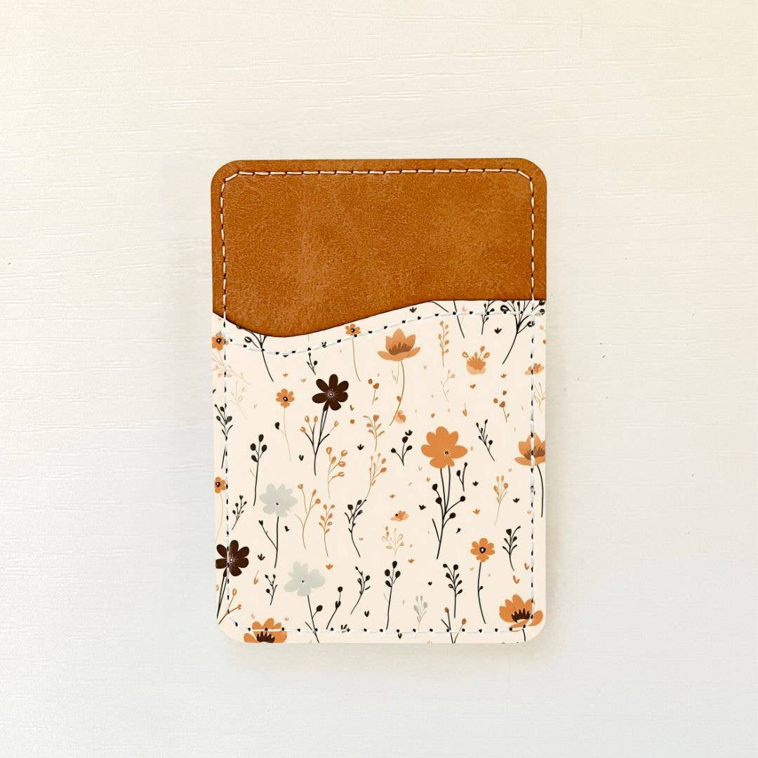 Neutral Florals Leather Card Holder wallet