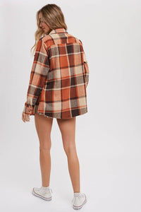 FLANNEL PLAID SHACKET / JACKET WITH POCKETS : AUTUMN PLAID