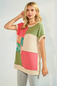 Color Block Patchwork Blouse * on sale