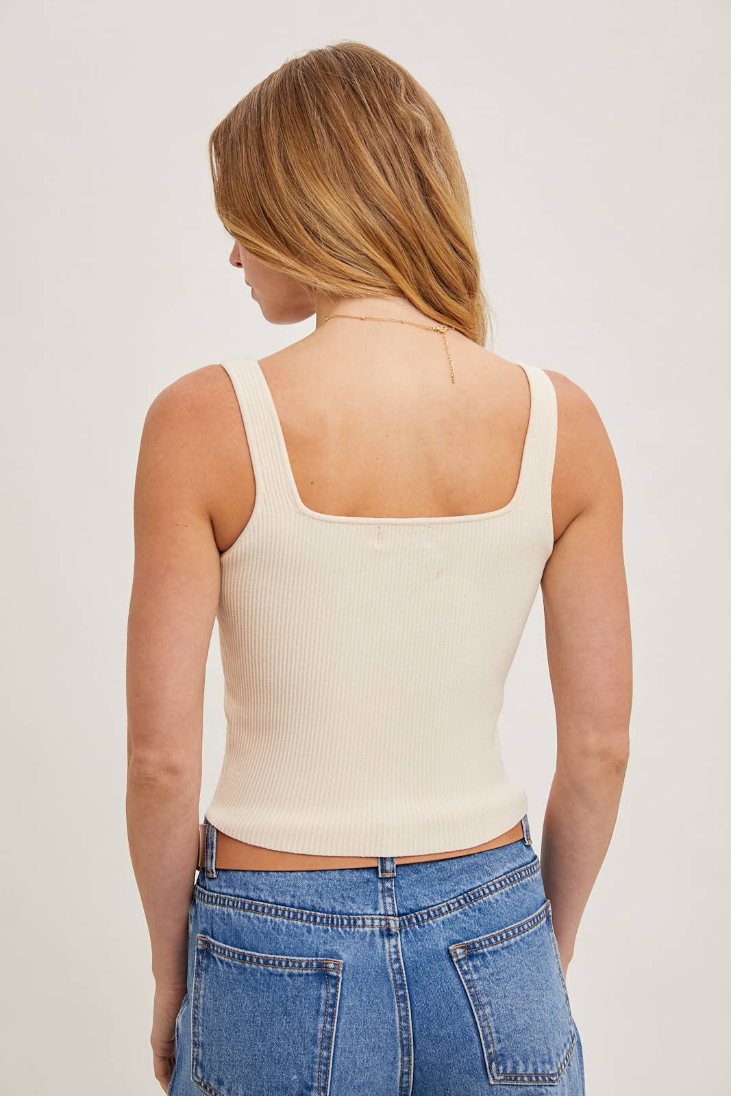 ESSENTIAL RIBBED TANK: IVORY * on sale