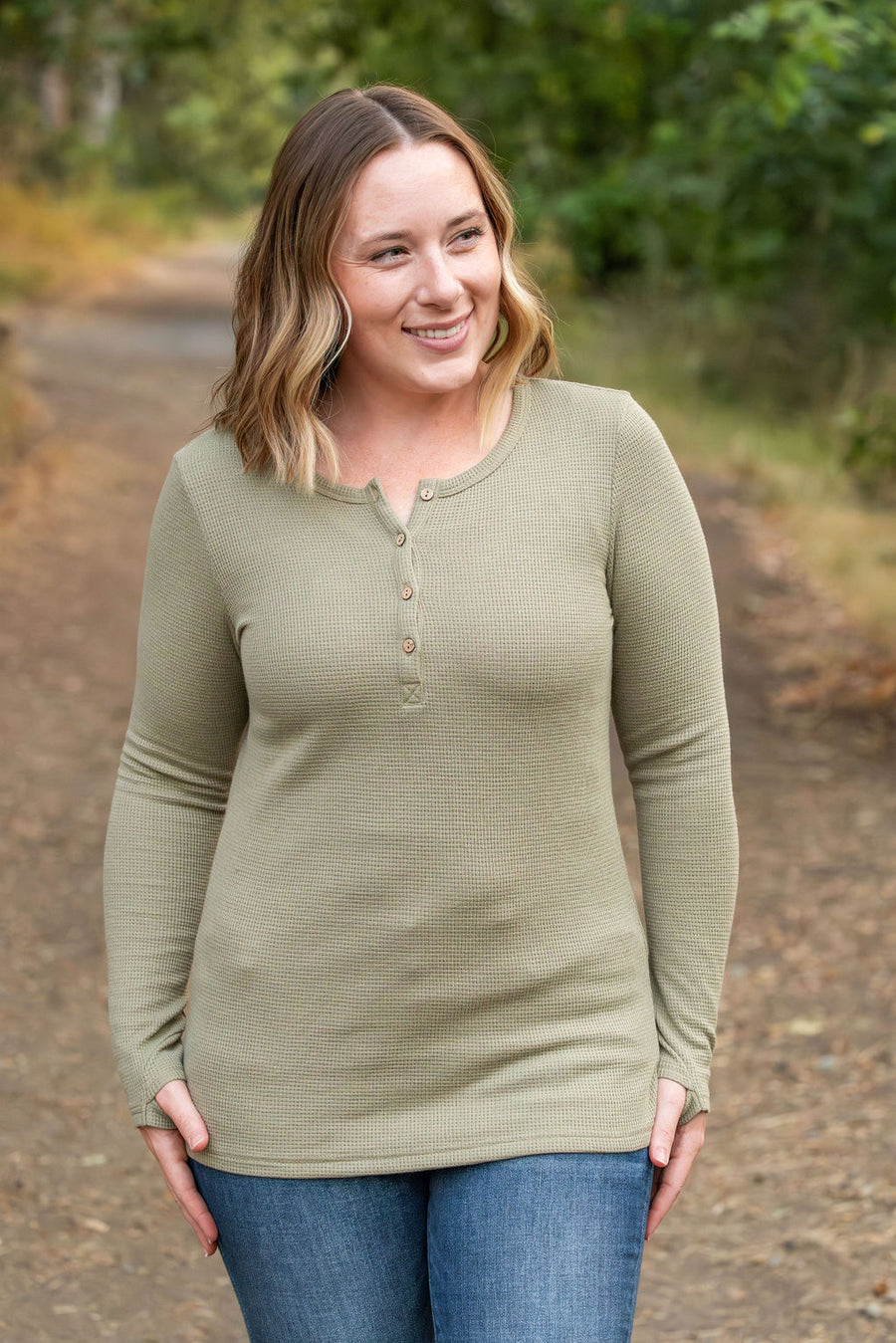 Sage Henley Long Sleeve Shirt *