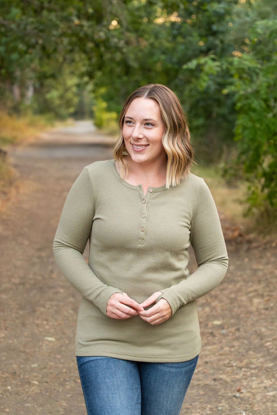 Sage Henley Long Sleeve Shirt *