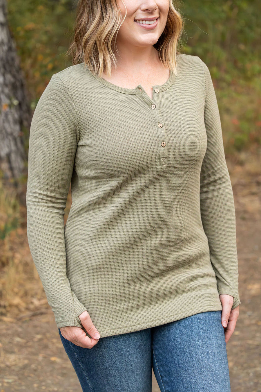 Sage Henley Long Sleeve Shirt *