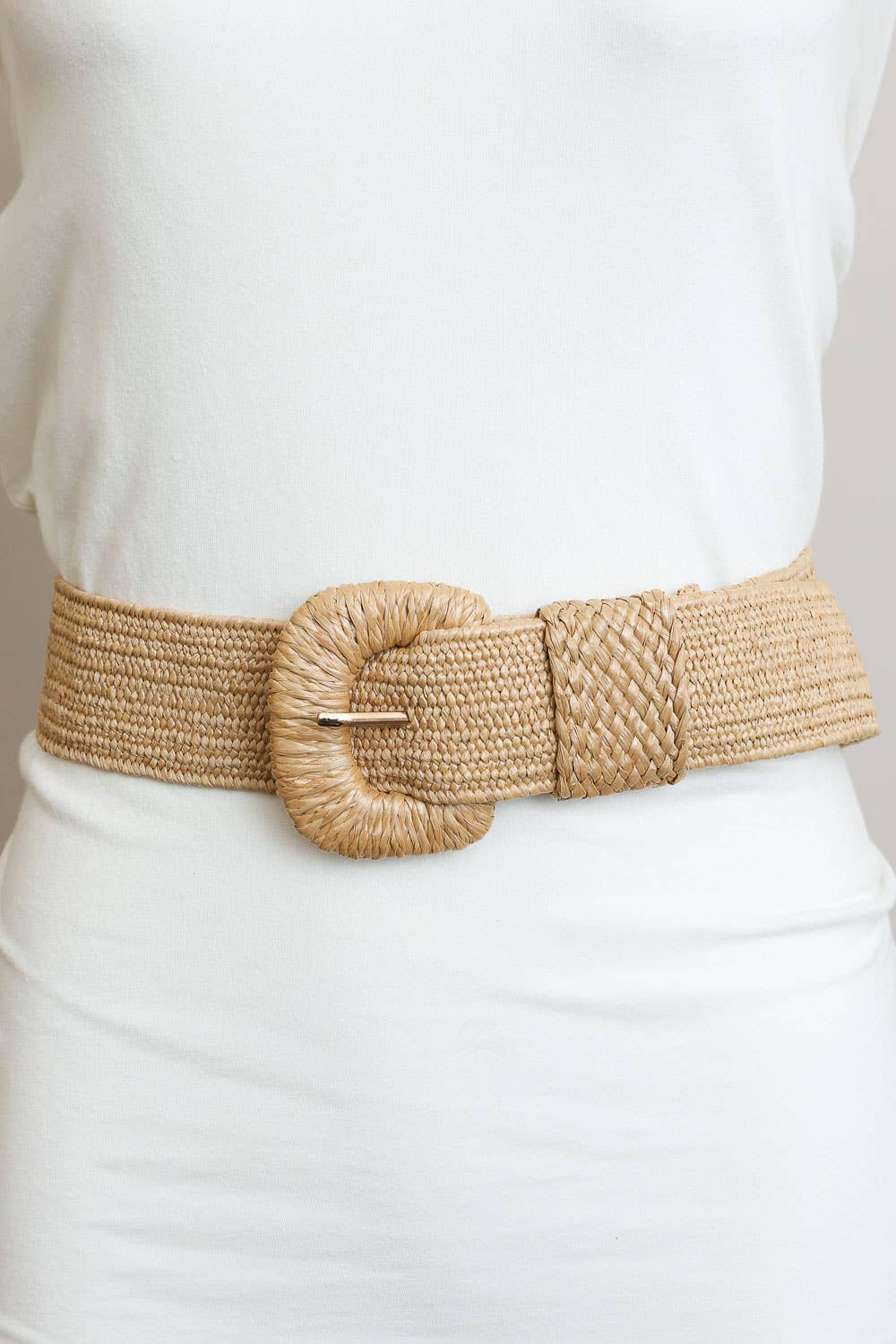 Bestseller Stretchable Raffia Belt – Eco-Friendly Fashion 🌾: Tan * on sale