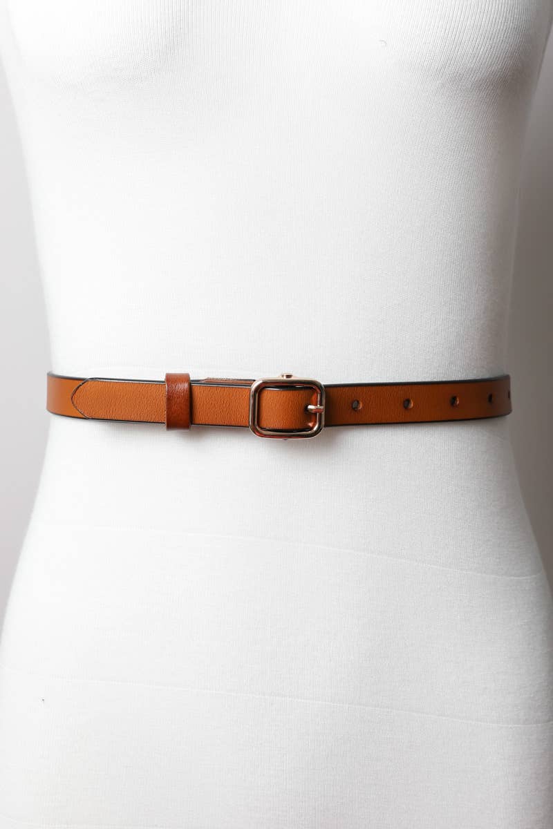 Classic Skinny Leather Fashion Belt: Camel * on sale