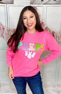 Peeps Ideal Chenille Sweatshirt: Safety Pink * on sale