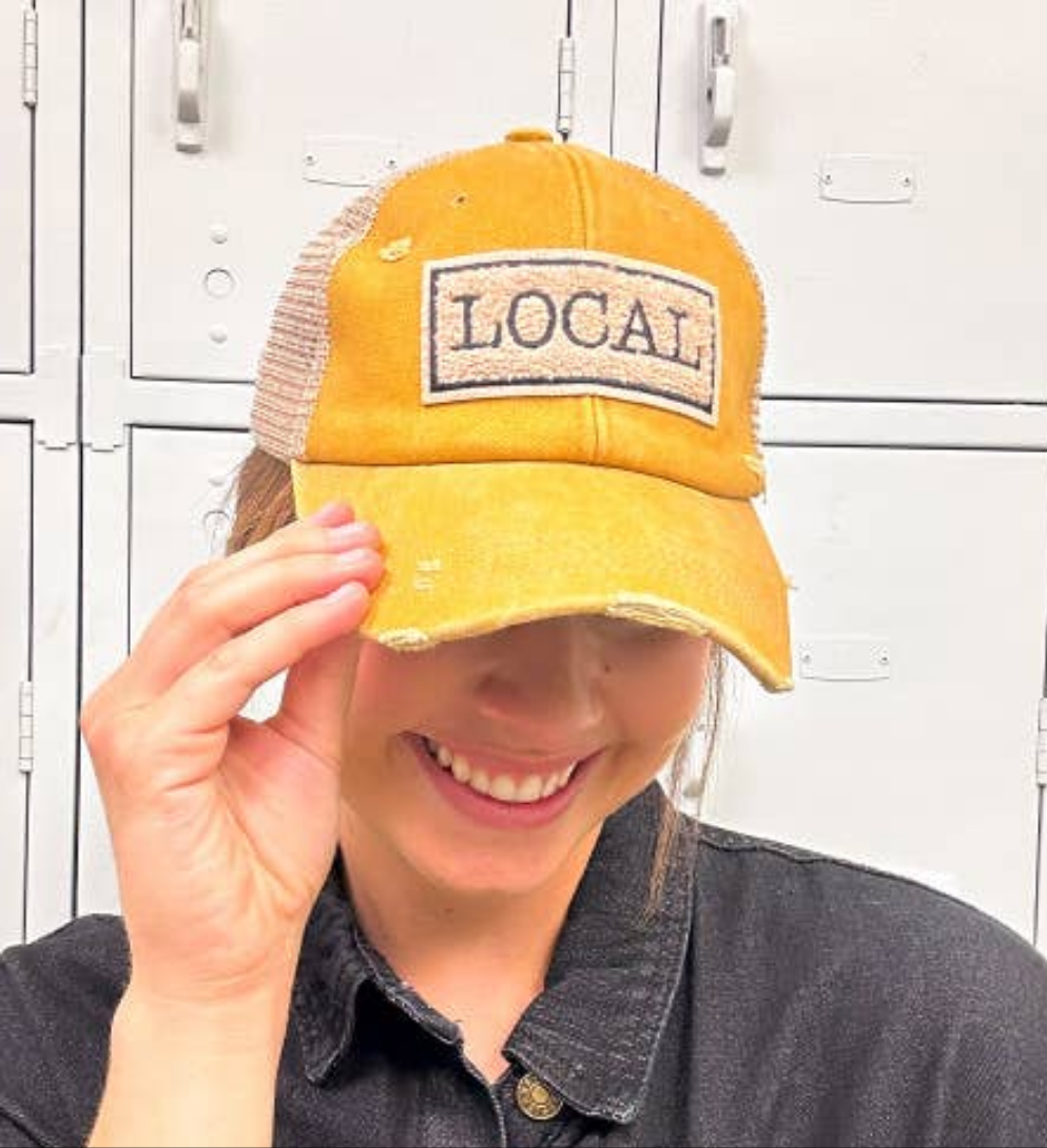 Local Chenille Vintage Baseball Hat: Mustard