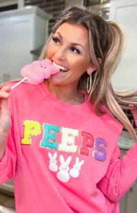 Peeps Ideal Chenille Sweatshirt: Safety Pink * on sale
