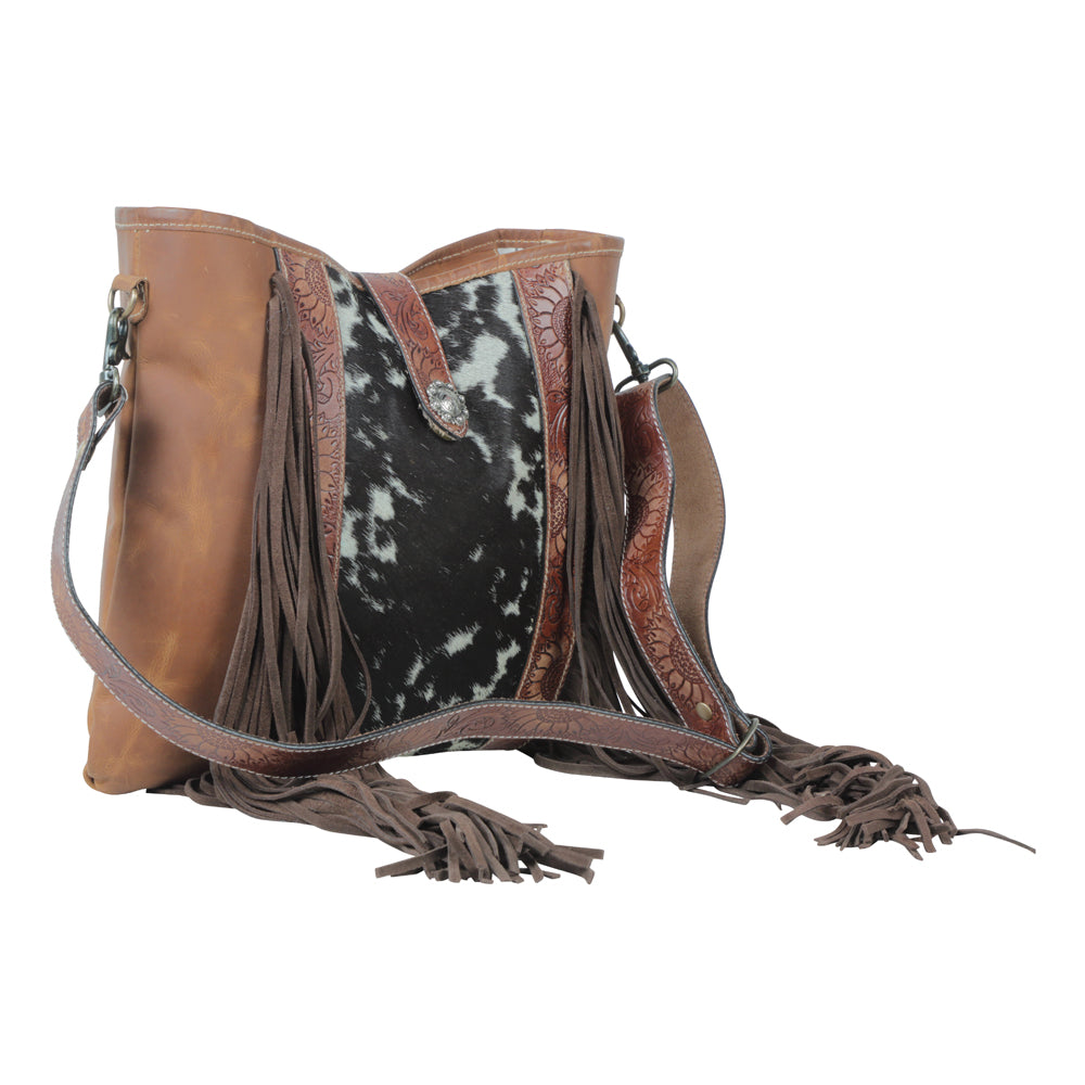 Estatic Leather Cross-body Purse with leather tassels