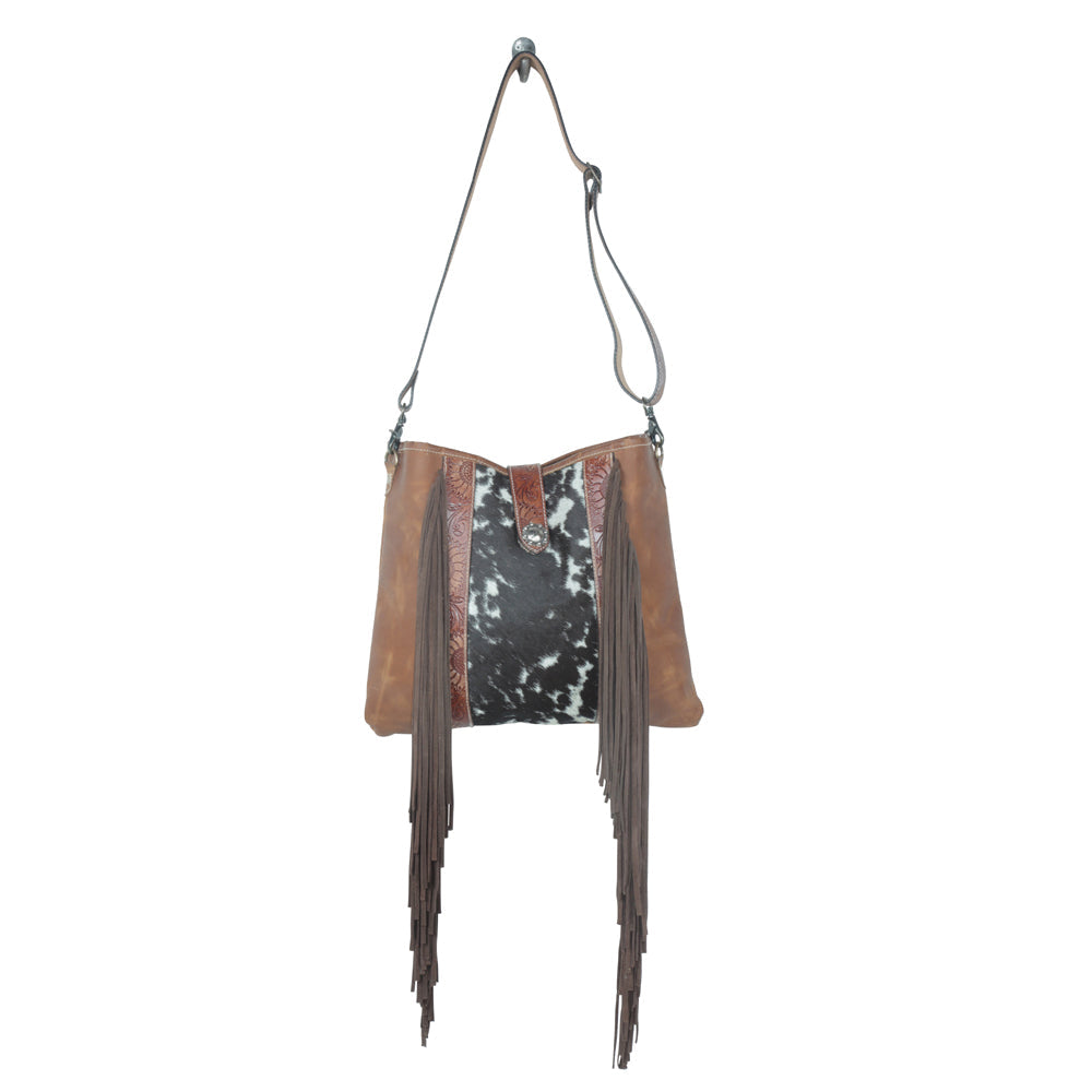 Estatic Leather Cross-body Purse with leather tassels